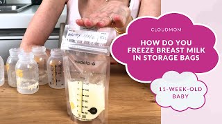 11-Week-Old Baby: How do you Freeze Breast Milk in Storage Bags | Subt. ENG/ FR/ ES/ ZHO_CN CloudMom