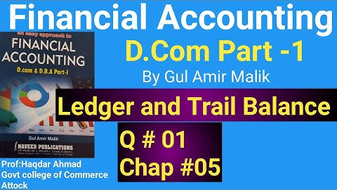 D com & DBA -1|| Q# 1of Chap # 5 |Ledger &Trail Balance| Gul Amir Malik Book||Haqdar Ahmed Official
