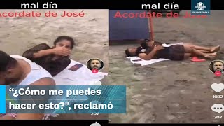 Mujer descubre infidelidad de su esposo; lo encuentra en la playa con su secretaria