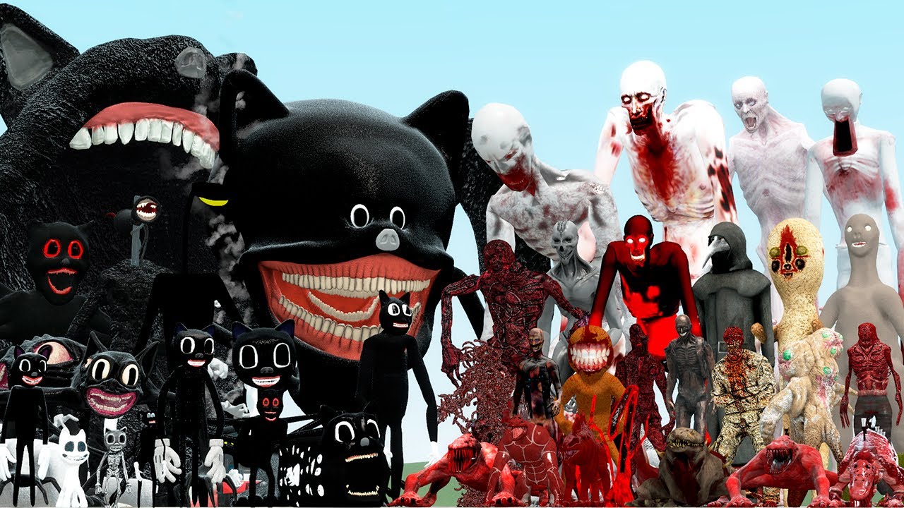 ALL CARTOON CAT FAMILY VS SCP-096, SCP-3199 AND SCP-303 (Garry's Mod)