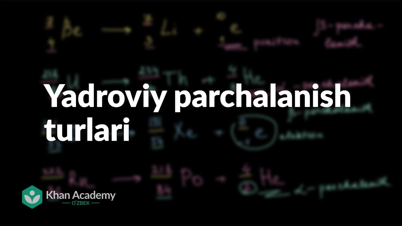 Yadroviy parchalanish turlari | Yadro kimyosi | Kimyo