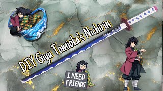 How to make Giyu Tomioka’s nichirin sword with paper| Demon Slayer | Paper sword |#papercraft#anime