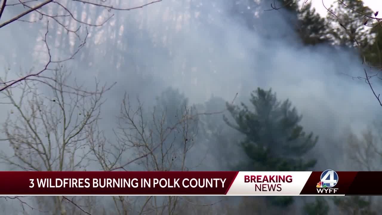 Crews Battle 3 Wildfires in Polk County, North Carolina - YouTube