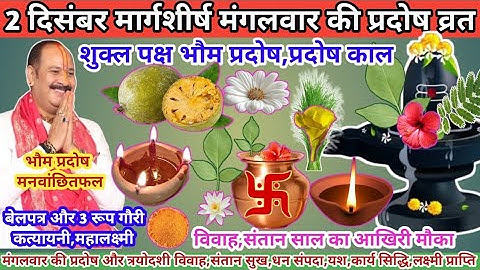 2 दिसंबर मंगलवार का प्रदोष। भौम प्रदोष विवाह,संतान सुख,मनवांछित फल। प्रदोष का दिन प्रदोष काल उपाय🙏🕉️