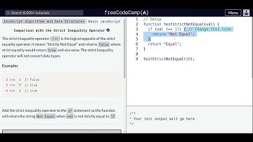 Lesson 64 | Basic JavaScript | Comparison with the Strict Inequality Operator