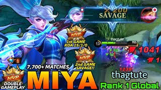 SAVAGE!! 7,700+ Matches Miya Double Gameplay! - Top 1 Global Miya by thagtute - Mobile Legends