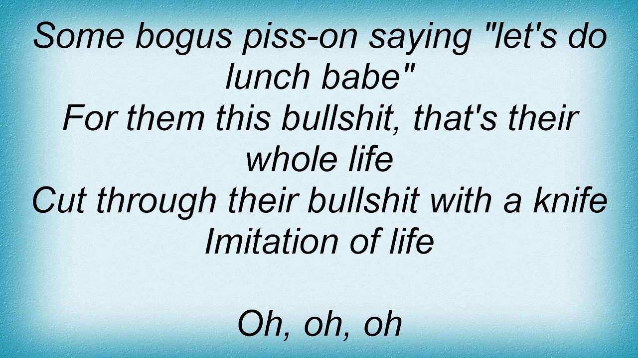 Anthrax Imitation Of Life Lyrics YouTube