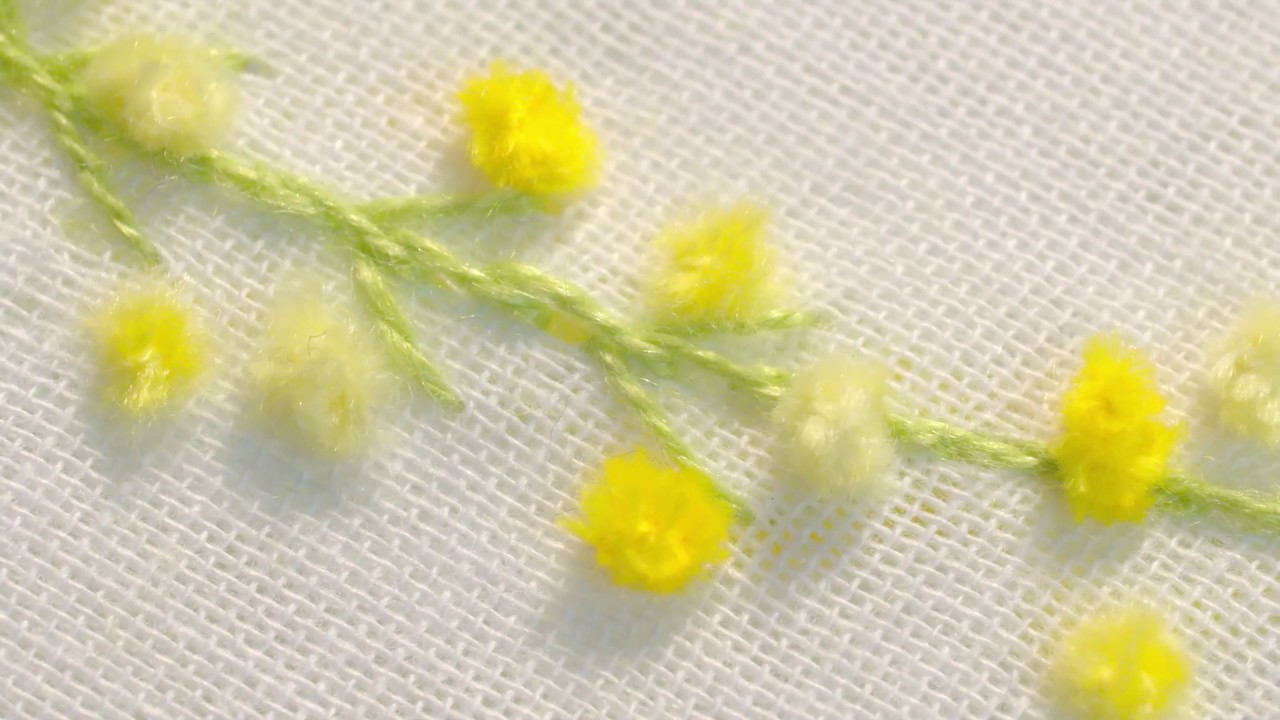 可愛いモール刺繍糸でミモザの刺繍しませんか Youtube