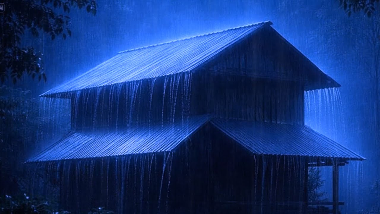 8 Hours Heavy Rain on Cabin Roof 🌧️ Night Rain for Deep Sleep