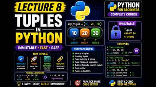 Python Lecture 8 | Tuples in Python | Immutable, Indexing, Packing & Unpacking