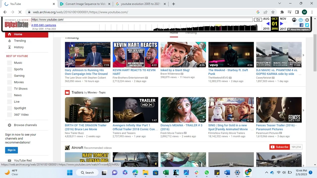 What did YouTube look like from 2005 to 2023