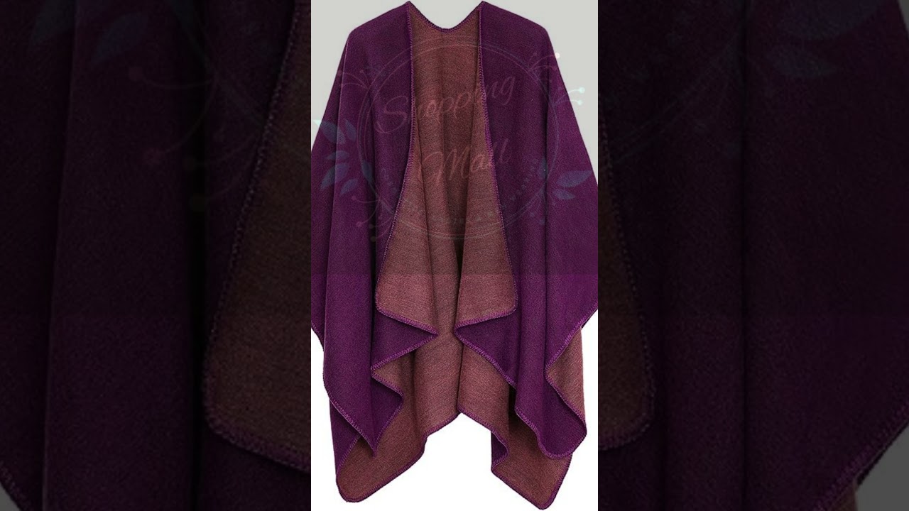 Urban CoCo Women's Color Block Shawl Wrap Open Front Poncho Cape