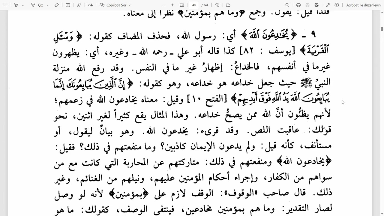 Nesefi Tefsiri (Bakara Suresi9)