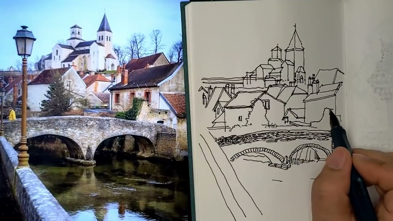 1일 1드로잉, 37. 샤티용쉬르센(Châtillon-sur-Seine) 풍경