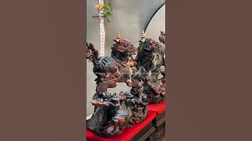 Cặp Tượng Nghê bằng gỗ Trắc đỏ đen cao cấp