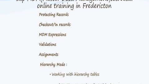 Sap MDMMaster Data Management)technical online training in Fredericton