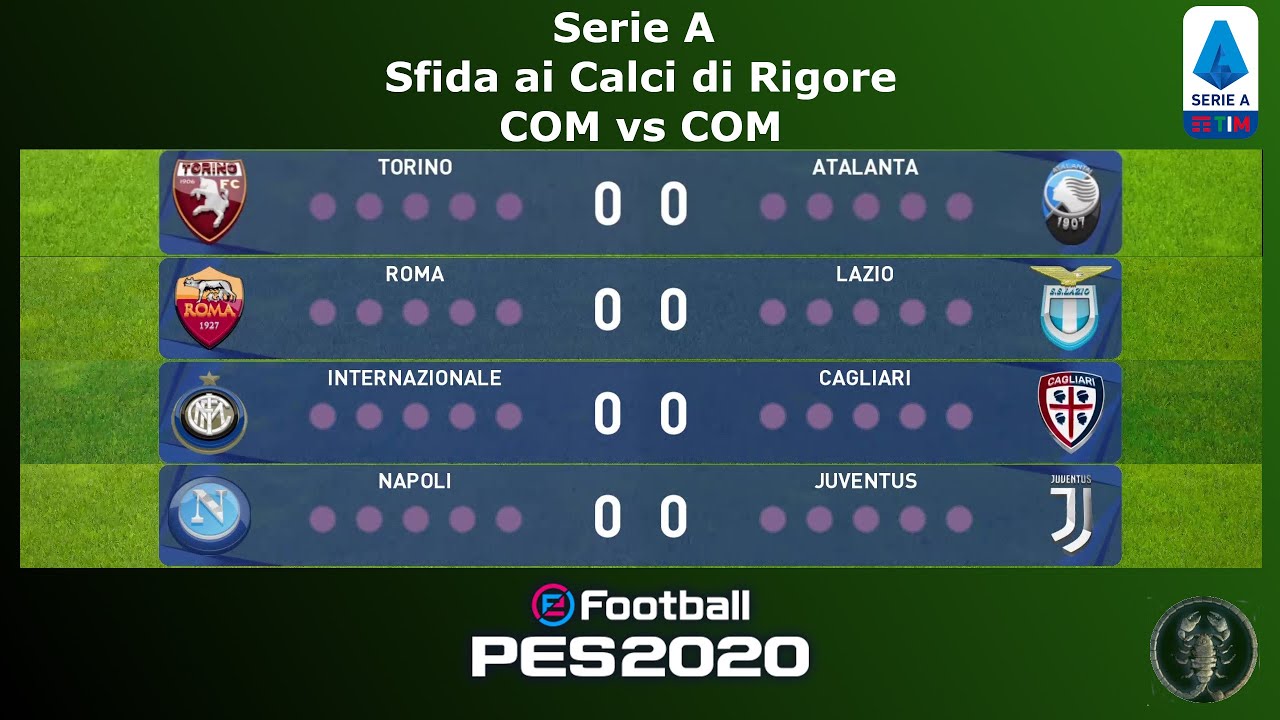 PES 2020 • Serie A Sfida ai Calci di Rigore • Tor vs Ata / Roma vs Laz ...