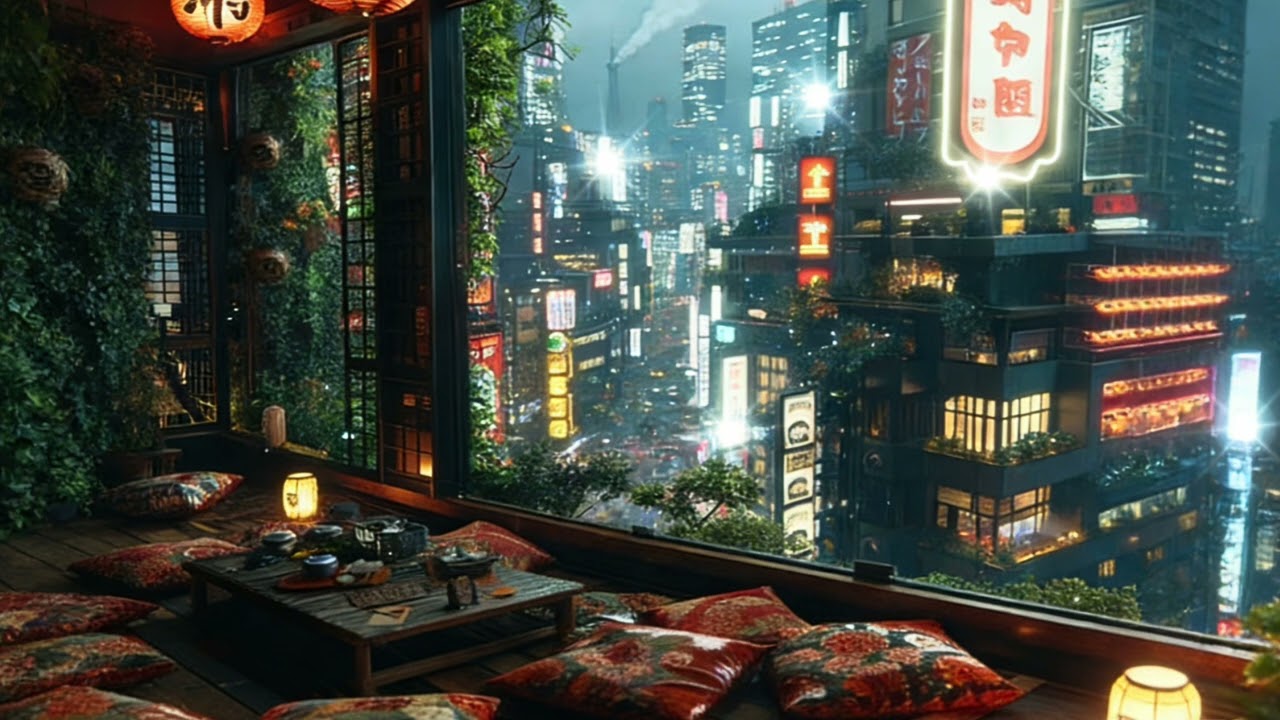 Lofi Tokyo Tea House | Cosy Escape | Neon City Calm