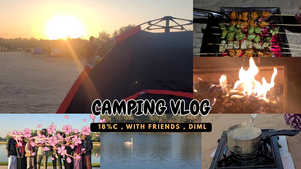 Day with us in camping🏕| with friends | bbq grill | 18%c cold | winter started 🥶