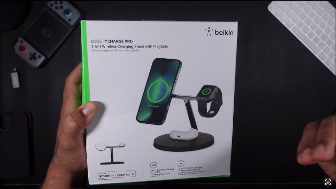 Belkin BOOST CHARGE PRO MagSafe 3-in-1 Wireless Charging Stand 15 Watt -  White (WIZ009myWH)