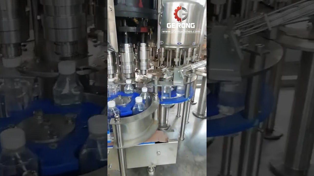 Debugging video of automatic plastic bottlel water filling capping machine customized line