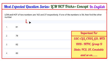 LCM and HCF of two numbers are 162 and 27 respectively. If one number is 54 then other number
