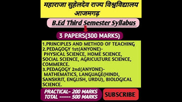 MSDSU B.Ed 3rd SEMESTER SYLLABUS#msdsu#azamgarhuniversity#shorts#video#trending@beerajpathshala