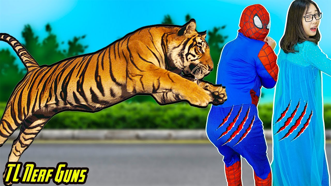 Destroy Monster Lion King | Spiderman & Warriors Nerf Guns Fight Criminal Group