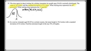 Math 208 : 6.2 #35 (Elementary Statistics Tutorial : Normal Distributions, invNorm)