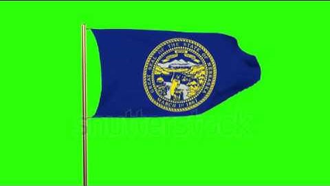 nebraska flag waving in the wind. Green screen, alpha matte. Loopable animation Stock video by