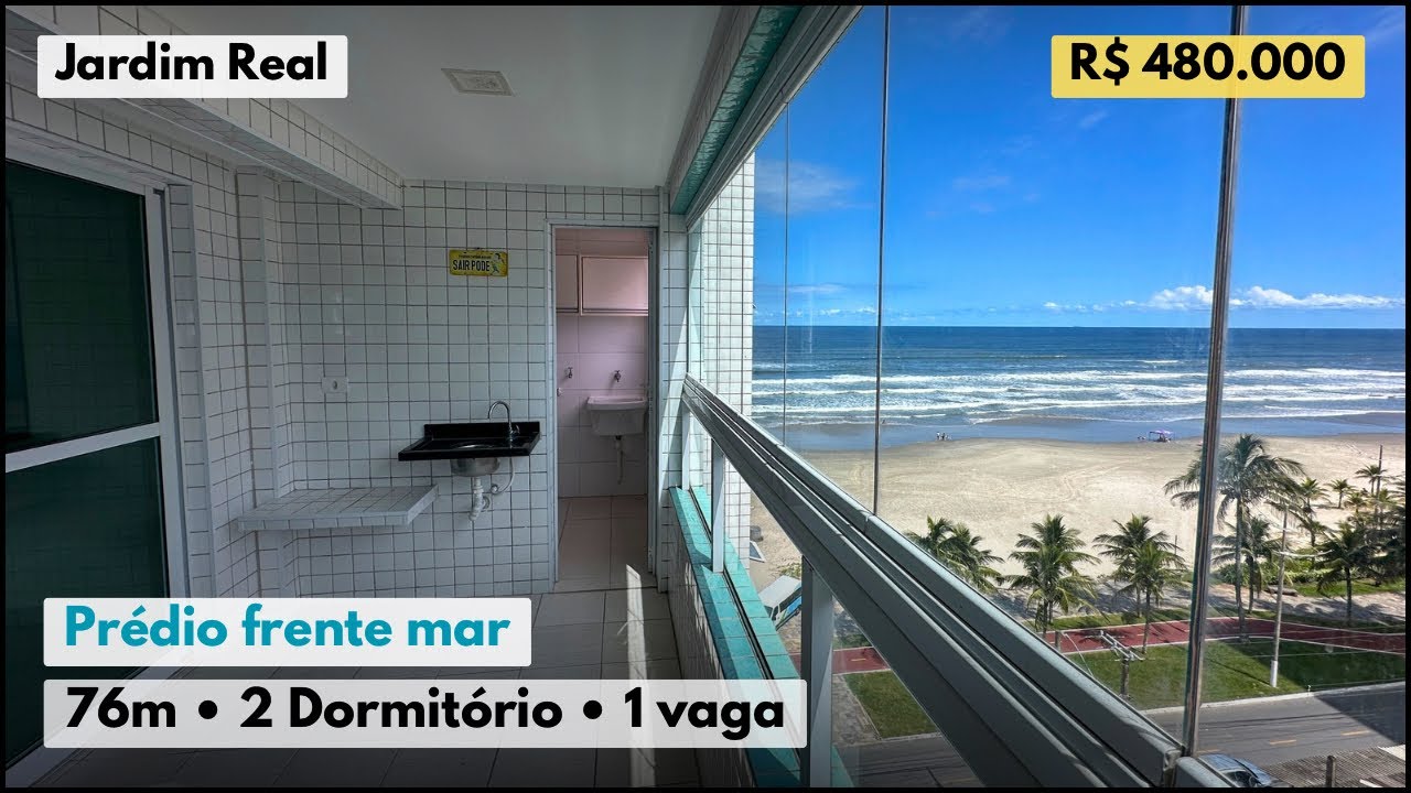 Apartamento novo com 2 dormitórios em prédio frente mar, Praia Grande -SP