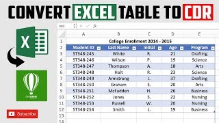 Import Excel Table in CorelDraw Very Easy Way || X5, X7, X8, Any Version