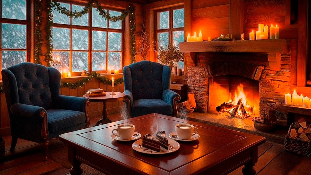 Warm Winter Night ❄️🔥 Relaxing Jazz Piano & Fireplace Ambience for Focus & Relax and Study