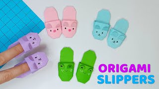 How to make paper slippers in the shape of animals. Origami paper shoes.