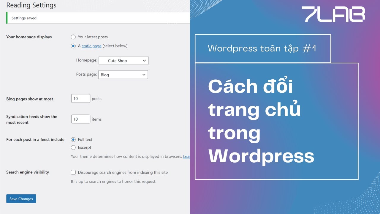 Cách đổi trang chủ trong Wordpress - YouTube