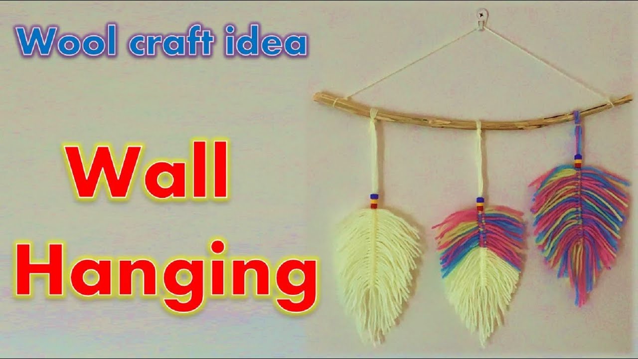 Wool craft idea Pretty Wall hanging Easy crafts with Yarn Easy Wall