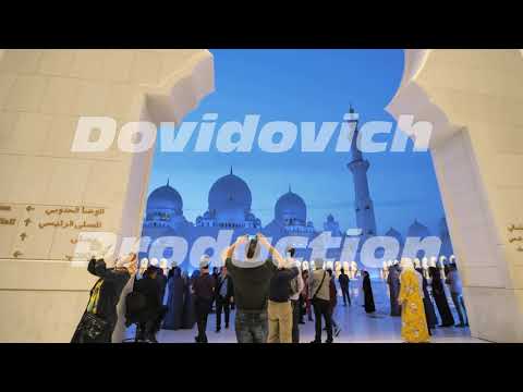 Dubai, UAE – December 14, 2019: Grand Mosque in Abu Dhabi at night, United Arab Emirates.