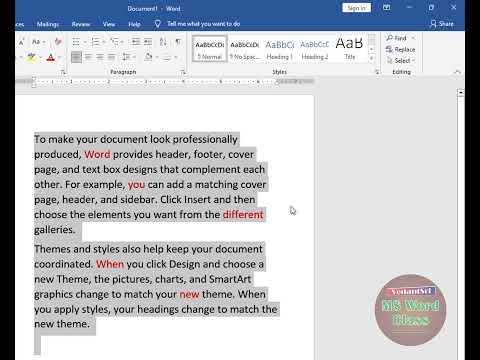 Select Tool Use in MS Word 2007, 2010, 2013, 2016, 2019, 2021, 2023