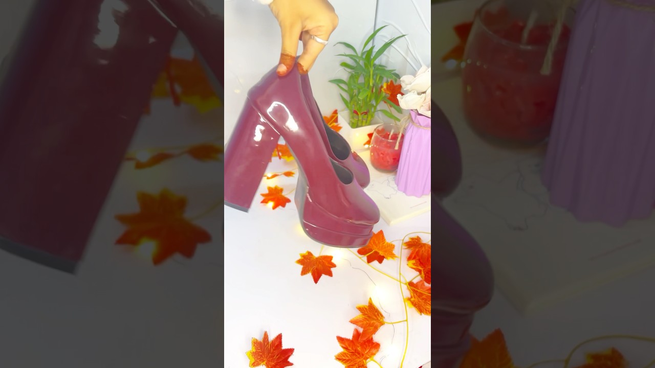 Cherry Red block heels from meesho 