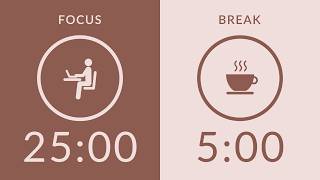 25/5 Pomodoro Timer with Brown Noise 🎧 3-Hour Study with Me for Deep Focus & ADHD ✨