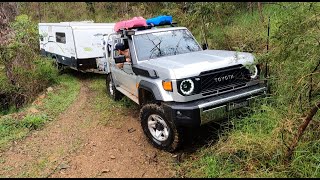 REAL OFFROAD TEST 2024 Toyota Landcruiser 4 cylinder towing Jayco Expanda outback in crazy terrain