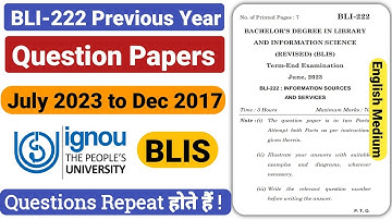 BLI 222 Previous Year Question Papers in English || Bli 222 old Question Papers | Bli-222 TEE Papers