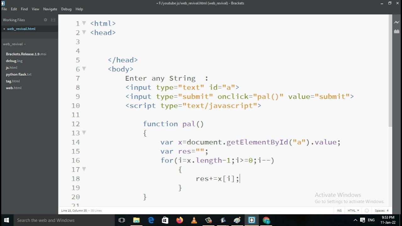 JavaScript Program to Check Whether a String is Palindrome or Not - YouTube