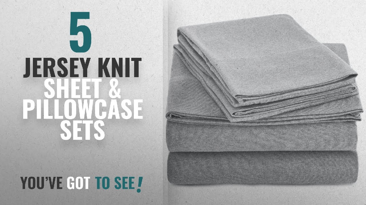 Top 10 Jersey Knit Sheet & Pillowcase Sets [2018]: AmazonBasics Heather Jersey Sheet Set - Queen,