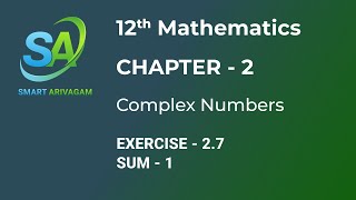 12th Maths | Chapter 2 | Complex Numbers | Ex 2.7, Sum - 1 | Polar Form of Complex Numbers .
