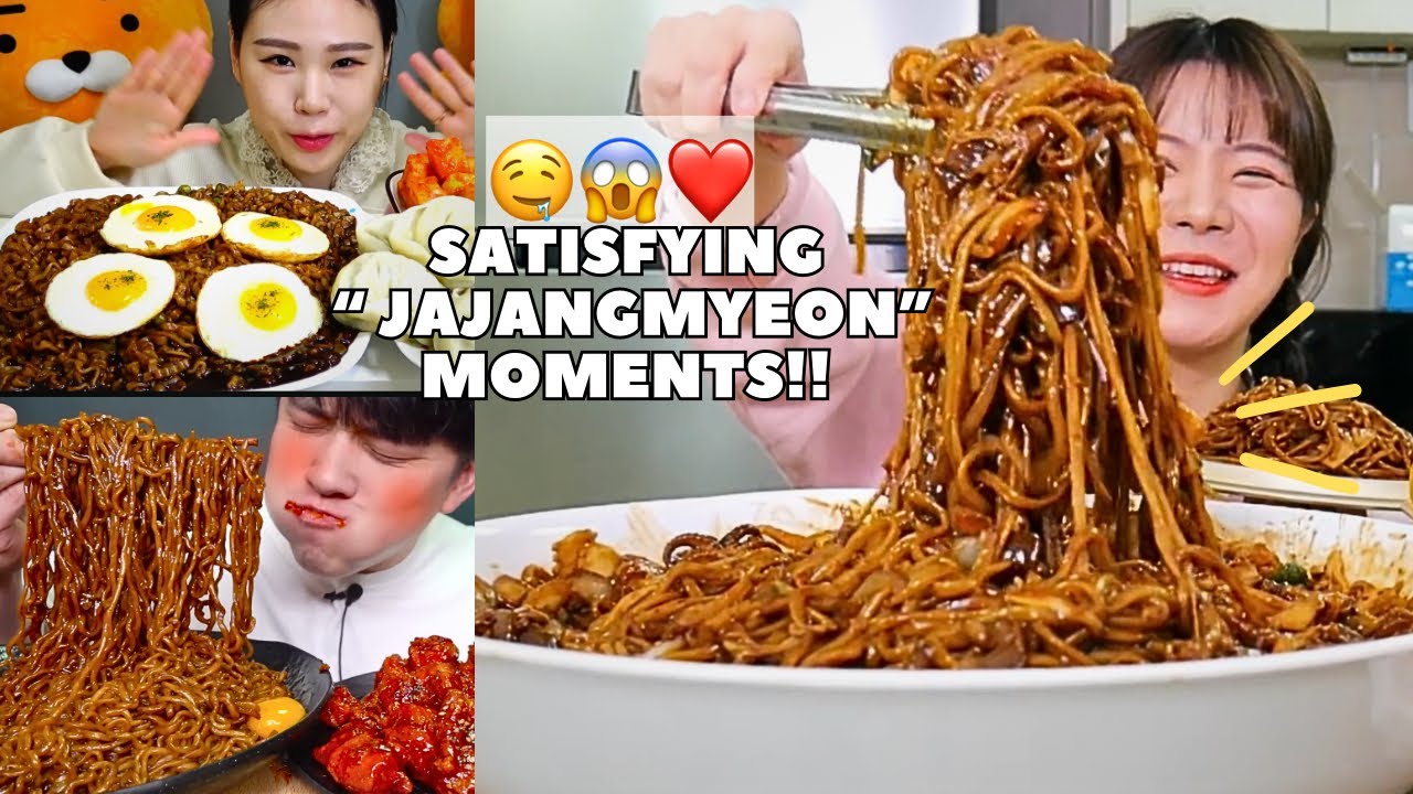 Most satisfying Big Bites of Black Bean Noodles Mukbang! 🤤🤤🍜 pt1