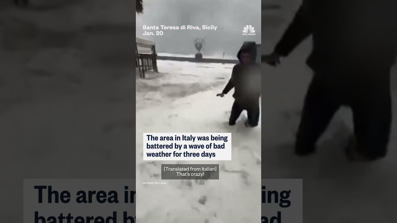 The mayor of Taormina and his team were hit by a freak wave during a storm