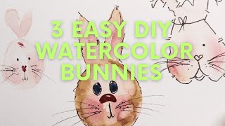 3 Easy Watercolor Bunny Painting Tutorials for Beginners | Whimsical Easter Watercolor Card Ideas