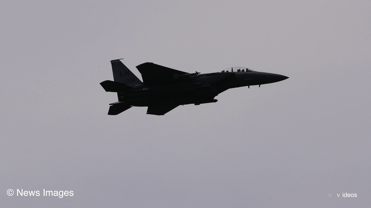 USAF F-15 Eagle and F-16 flying in LFA 17 UK Low Level