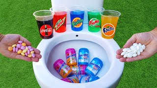 Fruity Mentos VS Mentos, Coca Cola, Yedigün Blue, Mtn Dew, Fanta, Fruko and Mentos in the toilet